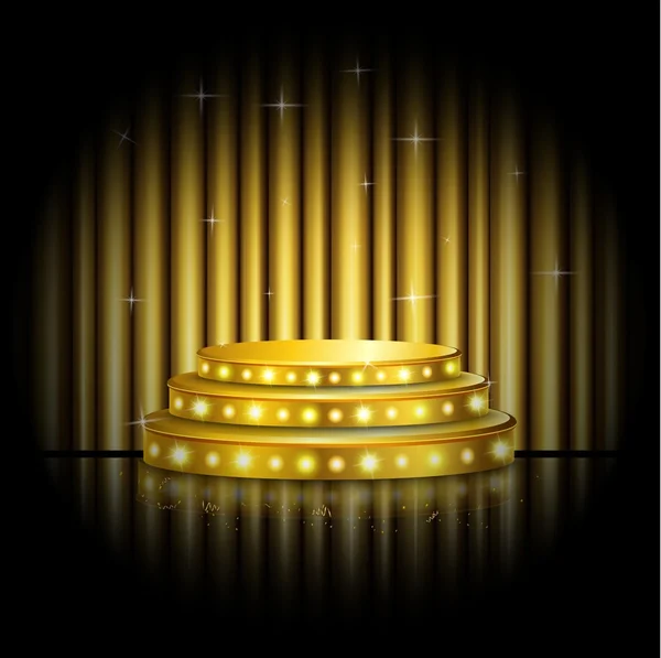 空荡荡的舞台与金色聚光灯背景 — 图库矢量图片