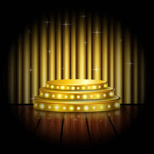 空荡荡的舞台与金色聚光灯背景 — 图库矢量图片