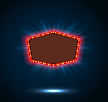 Alan metin mavi arka plan için mavi retro billboard parlayan