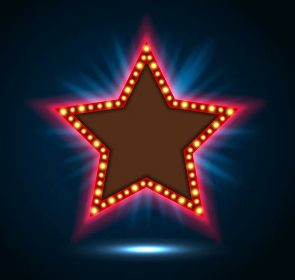 Leuchtender blauer Scheinwerfer auf Werbetafel-Sternzeichen — Stockvektor