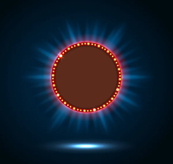 Mavi parlayan retro billboard bir tur ile mavi arka plan üzerinde ışık bayrak