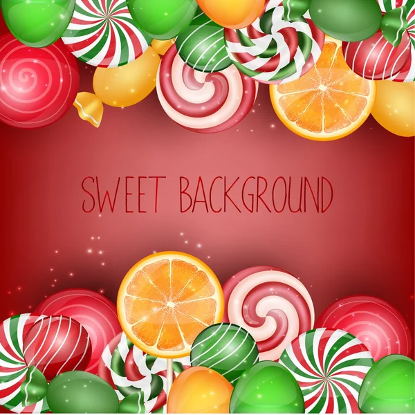Fond de bonbons avec tranche d'orange — Image vectorielle