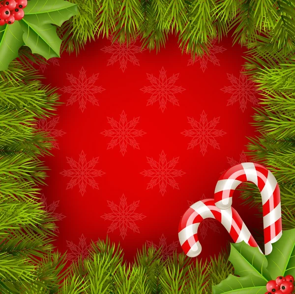 Рождественская елка ветви с конфетами — стоковый вектор