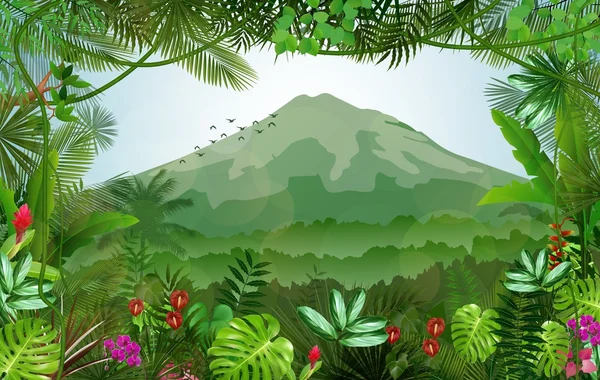 Montañas paisaje de fondo tropical — Archivo Imágenes Vectoriales