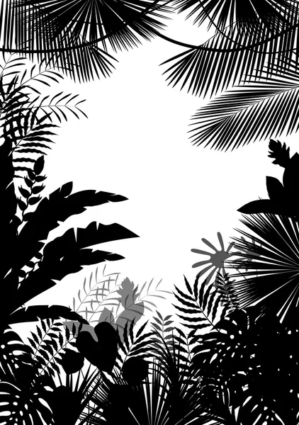 Exotische tropische achtergrond van silhouet — Stockvector