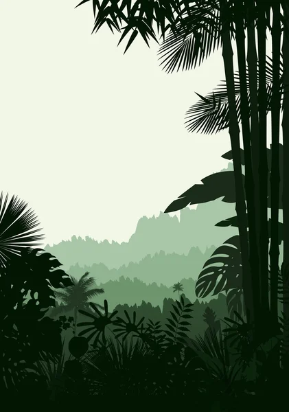 Orman peyzaj tropikal arka plan — Stok Vektör