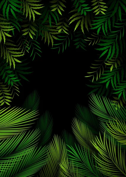 Tropikal yaprak siyah bir arka plan ile egzotik desen