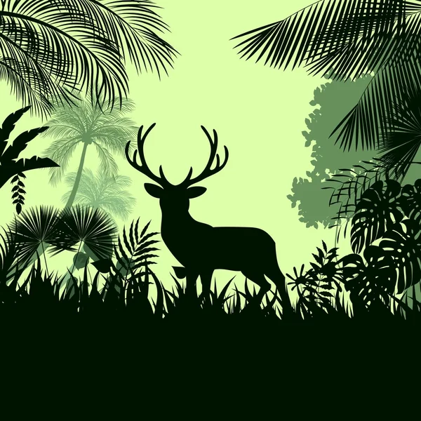 Pozadí lesa s jeleni stromů — Stockový vektor
