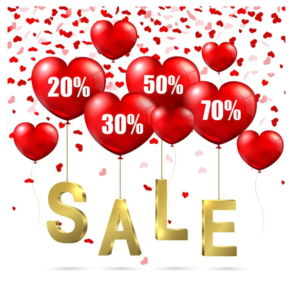 Balony z reklama sprzedaż w kształcie serca — Wektor stockowy