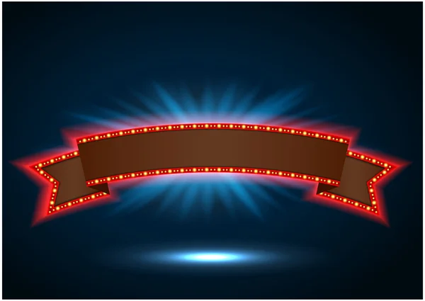윤곽선에 전구 빛 리본 레트로 배경 배너 — 스톡 벡터