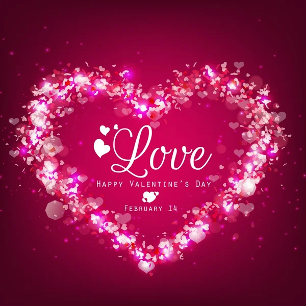 Sparkle bright background with pink heart — Stock Vector