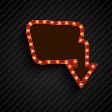 Retro ışık afiş siyah arka plan üzerinde parlayan