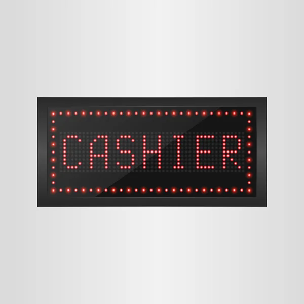 Sinal de caixa de banner de luz retro brilhante em um fundo preto — Vetor de Stock