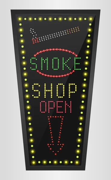 Bannière lumineuse rétro brillante fumée shopping sur un fond noir — Image vectorielle