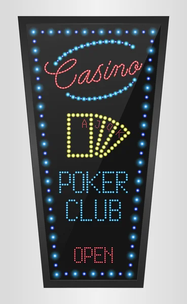 Retro-Schild mit Blaulicht und dem Wort Pokerclub — Stockvektor