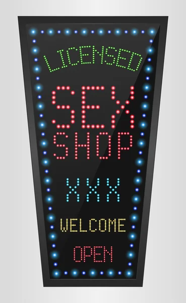 Splendente banner luce retrò Licensed Sex Shop — Vettoriale Stock