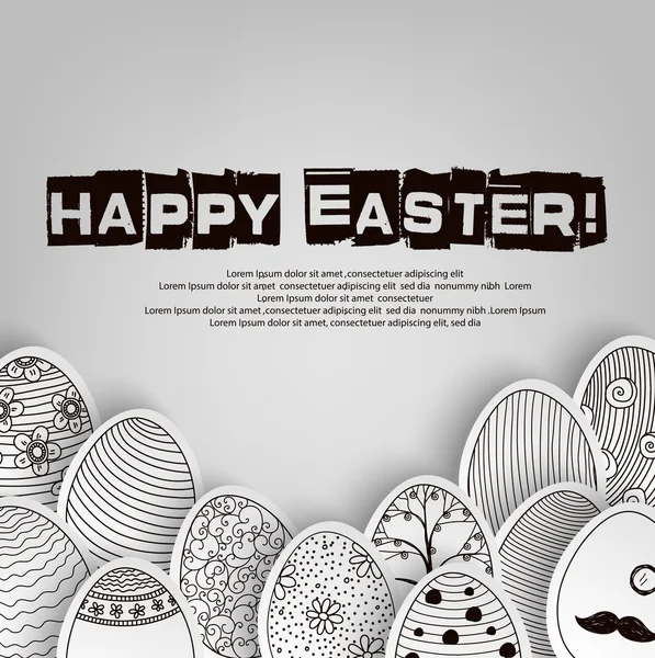 Paskalya yumurta arka plan boyama kitabı üzerinde siyah beyaz desenli