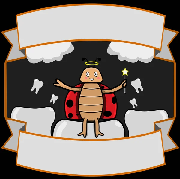 Vektorová Ilustrace Beetle Maskot Zubní Víla Logo Prázdné Jméno Nad — Stockový vektor