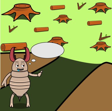 Maskot Termitinin Tahta ve Orman Arkaplanındaki Vektör Resimleri.