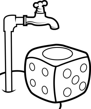 Boru ve Zar 'ın Renksiz Vektörü. Renklendirme, Reklam, Tren Rengi İçin Mükemmel.