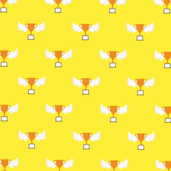 Vector Illustration Pattern Wing Trophy Yellow Colors Background — 스톡 벡터