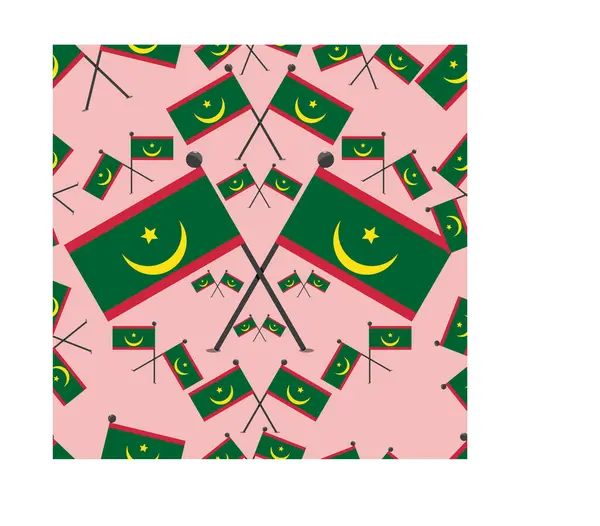 Vector Illustratie Van Patroon Mauritinië Vlaggen Roze Kleuren Achtergrond — Stockvector