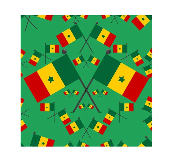 塞内加尔国旗和绿色背景图案的矢量图解 — 图库矢量图片