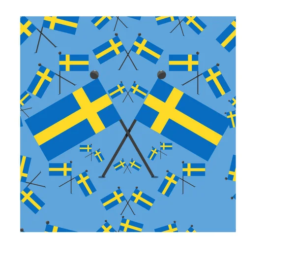 Vector Illustration Pattern Sweden Flags Blue Colors Background — Stock Vector