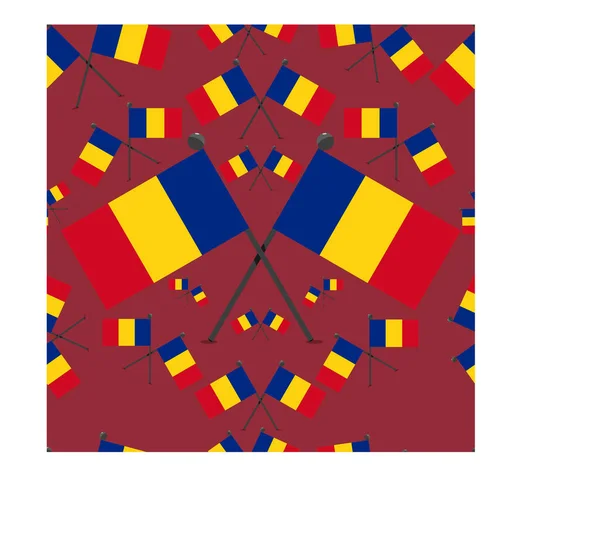 罗马尼亚国旗和红色背景图案的矢量图解 — 图库矢量图片