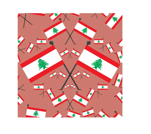 Vector Illustratie Van Patroon Libanon Vlaggen Roze Kleuren Achtergrond — Stockvector
