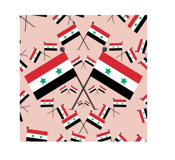 Ilustración Vectorial Del Patrón Banderas Siria Colores Rosados Fondo — Archivo Imágenes Vectoriales