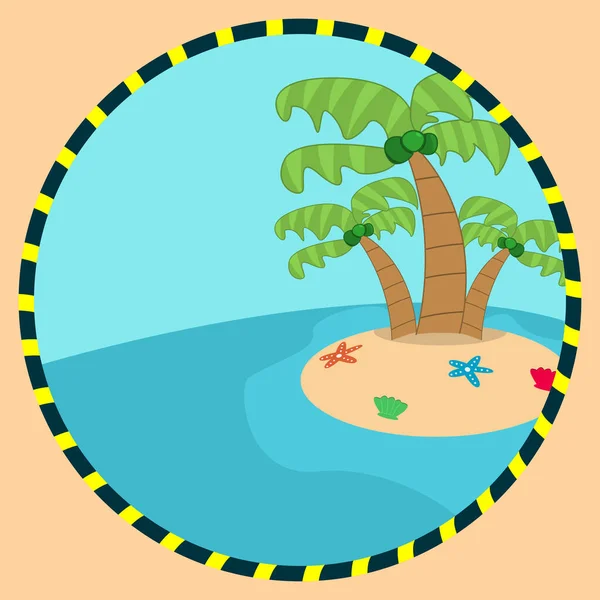 Illustration Vectorielle Noix Coco Sur Île Thème Heure Été Fond — Image vectorielle