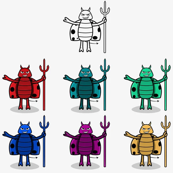 Six Color Evil Termite Mascot Charakter Weiße Farbe Hintergrund Vektor — Stockvektor