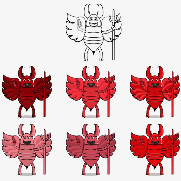 Six Color Evil Termite Mascot Charakter Weiße Farbe Hintergrund Vektor — Stockvektor