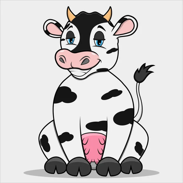 Vaca Personagem Com Expressão Relaxamento Sorridente Fundo Cores Brancas Mascote —  Vetores de Stock