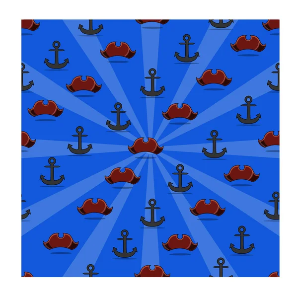 アンカー ハット付きハッピーコロンブスデーアメリカ パターンの背景 お祝いの休日のポスター ベクトルとイラスト — ストックベクタ