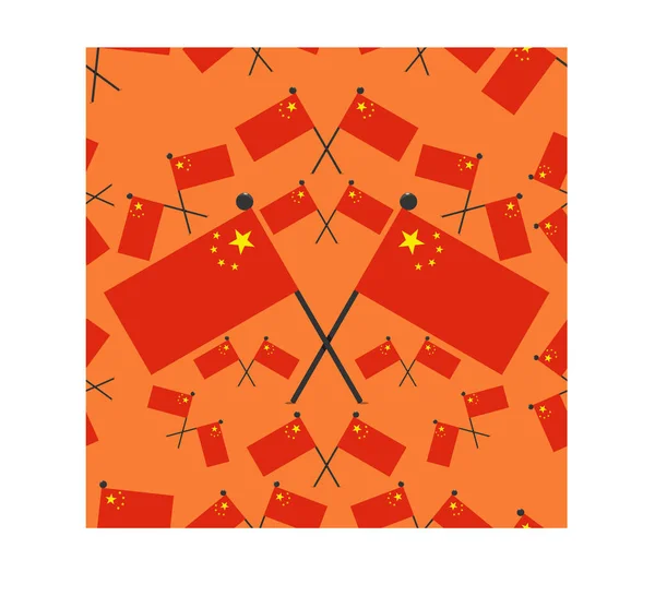 中国国旗和橙色背景的矢量图解 — 图库矢量图片