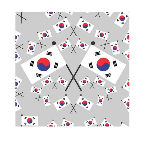Illustration Vectorielle Motif Drapeaux Corée Fond Couleur Argent — Image vectorielle
