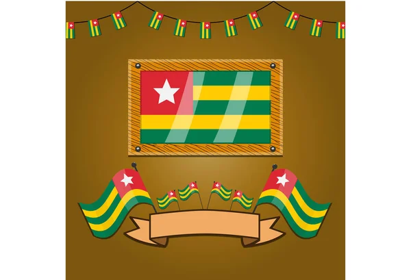 Madagaskar Flaggen Auf Rahmenholz Etikett Einfachem Verlauf Und Vektorillustration — Stockvektor