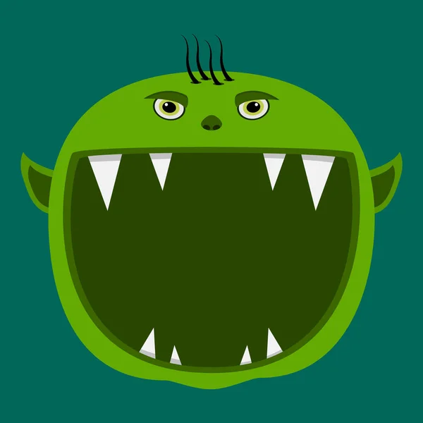 Halloween Character Design Big Goblin Character Head Open Mouth Vector — Stock Vector