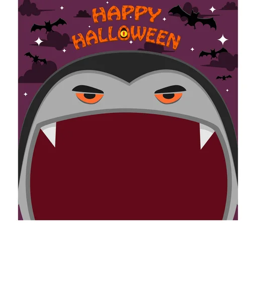 Design Personagens Halloween Com Personagem Drácula Big Face Open Mouth — Vetor de Stock