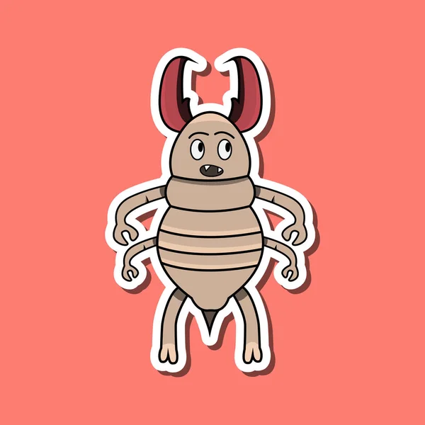 Niedlicher Insektenaufkleber Mit Verwirrendem Termiten Cartoon Rosa Hintergrund Figur Ikone — Stockvektor