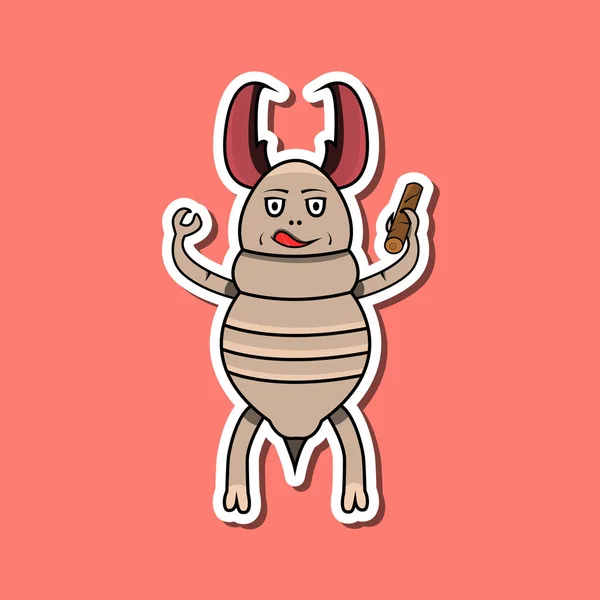 Niedlicher Insektenaufkleber Mit Termiten Cartoon Rosa Hintergrund Figur Ikone Maskottchen — Stockvektor