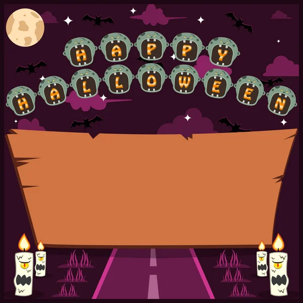 Halloween Vacances Invitation Carte Vœux Avec Mot Sur Grey Zombie — Image vectorielle