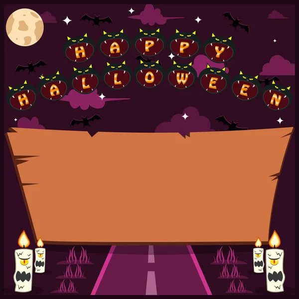 Fêtes Halloween Invitation Carte Vœux Avec Mot Sur Black Cat — Image vectorielle