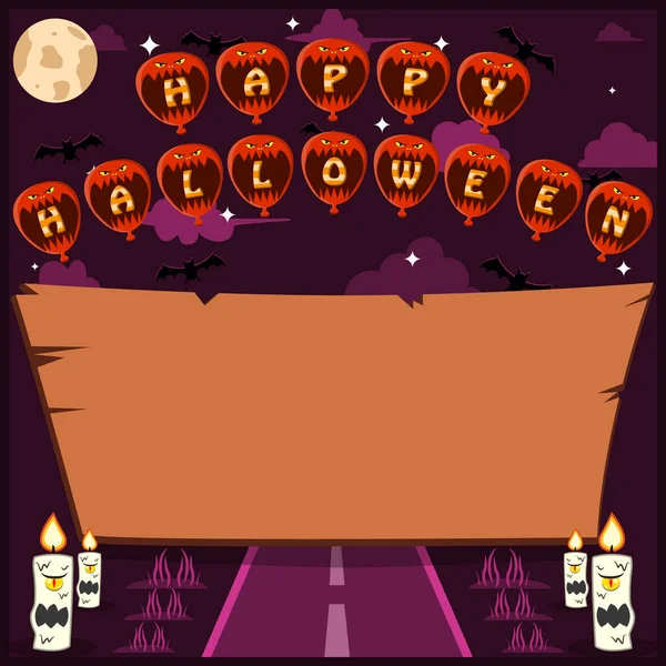 Fêtes Halloween Invitation Carte Vœux Avec Mot Sur Personnage Tête — Image vectorielle