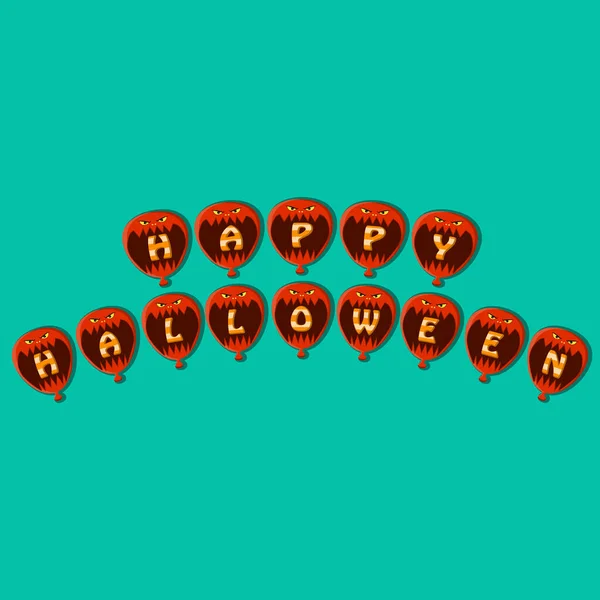 Feliz Texto Halloween Personagem Cabeça Balão Vetor Ilustração — Vetor de Stock