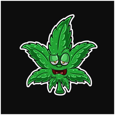 Çizgi film Maskot Karakteri kenevirden yüksek bir ifadeyle ayrılır ve keyif alır. Etiket, Etiket, Kapak, Paket, Tişört, iş ürünleri ve Ürün Tasarımı İçin Mükemmel. Vektörler ve Resimler.