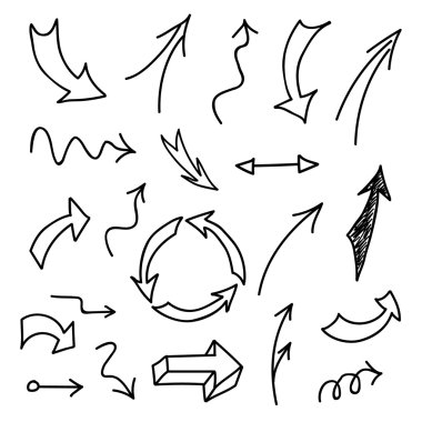 Set of hand-drawn arrows on white background.