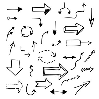 Set of hand-drawn arrows on white background.